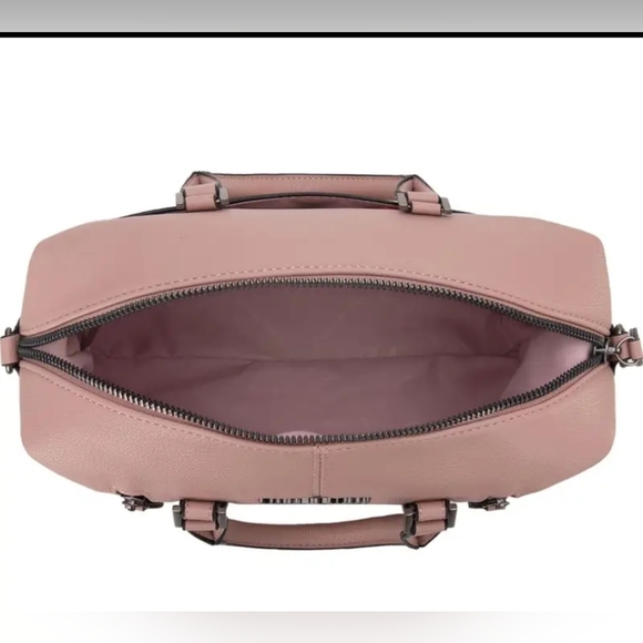 Montana West satchel crossbody bag pink rose colorzip top double handle New! - Picture 7 of 7